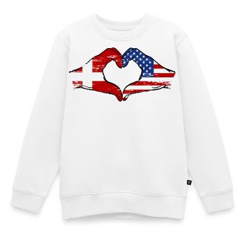 Dänemark USA Flagge Haende Herzform used - Kinder Premium Organic Sweatshirt - Weiß - Vorne - AI Model Kid Male (0cm)