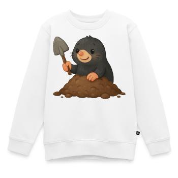Niedlicher Maulwurf mit Schaufel - Kinder Premium Organic Sweatshirt - Weiß - Vorne - AI Model Kid Male (0cm)
