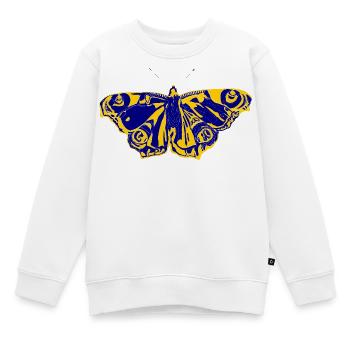 Blaugelber Schmetterling – Symbol der Leichtigkeit - Kinder Premium Organic Sweatshirt - Weiß - Vorne - AI Model Kid Male (0cm)