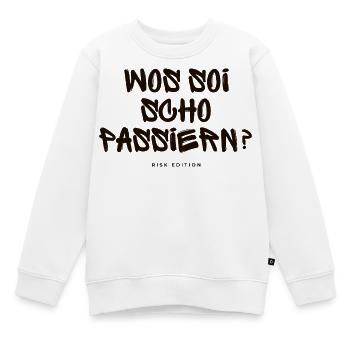 Was soi scho passiern? - Kinder Premium Organic Sweatshirt - Weiß - Vorne - AI Model Kid Male (0cm)