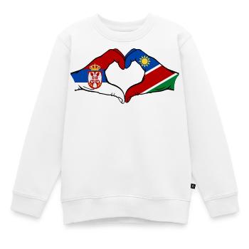 Serbien Namibia Flagge Herz - Kinder Premium Organic Sweatshirt - Weiß - Vorne - AI Model Kid Male (0cm)