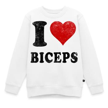 Ich liebe (Herz) Bizeps Gym Muskeln Heben Arme fit - Kinder Premium Organic Sweatshirt - Weiß - Vorne - AI Model Kid Male (0cm)