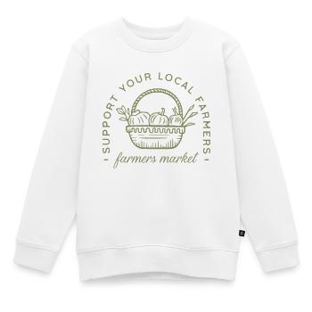 Unterstützen Sie Ihren lokalen Bauernmarkt-Ernährungshändler - Kinder Premium Organic Sweatshirt - Weiß - Vorne - AI Model Kid Male (0cm)