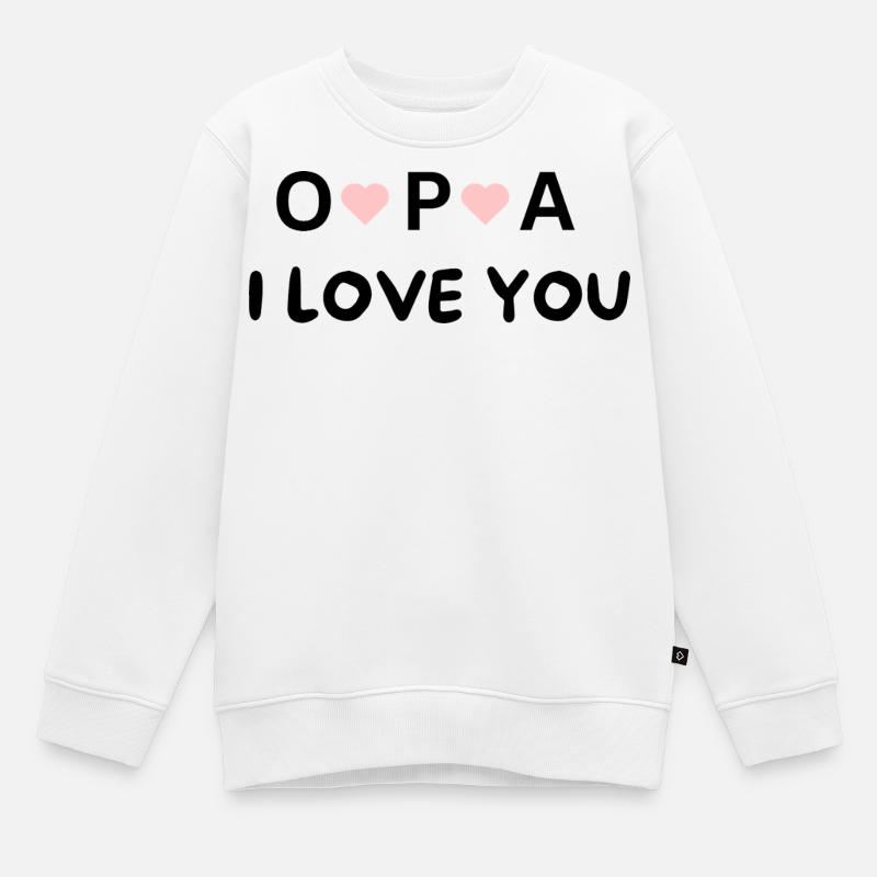 Papi, je t’aime – Cadeau pour le meilleur papy - Sweat Premium enfant bio - blanc