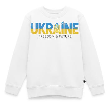 Ukrainischer Dreizack Friedensdesign - Kinder Premium Organic Sweatshirt - Weiß - Vorne - AI Model Kid Male (0cm)