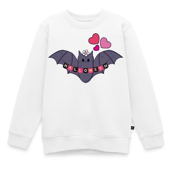 Süße Fledermaus mit Blüte – Halloween Motiv - Kinder Premium Organic Sweatshirt - Weiß - Vorne - AI Model Kid Male (0cm)