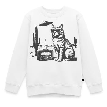 Sonnenbrillenkatze im Wüsten-Retro - Kinder Premium Organic Sweatshirt - Weiß - Vorne - AI Model Kid Male (0cm)