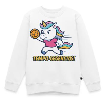 Tempo Gegenstos Einhorn Handball Angriff - Kinder Premium Organic Sweatshirt - Weiß - Vorne - AI Model Kid Male (0cm)