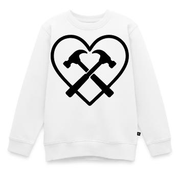 Marteaux croisés coeur constructeur outils de bricolage - Sweat Premium enfant bio - blanc - Devant - AI Model Kid Male (0cm)