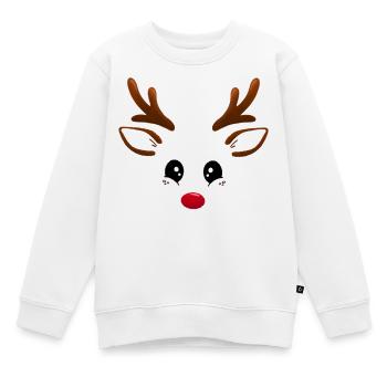 Renne Rudolph au nez rouge - Sweat Premium enfant bio - blanc - Devant - AI Model Kid Male (0cm)