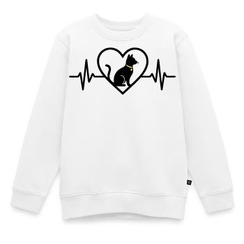 Katze Herz Silhouette Süß Pet Lover Geschenk - Kinder Premium Organic Sweatshirt - Weiß - Vorne - AI Model Kid Male (0cm)