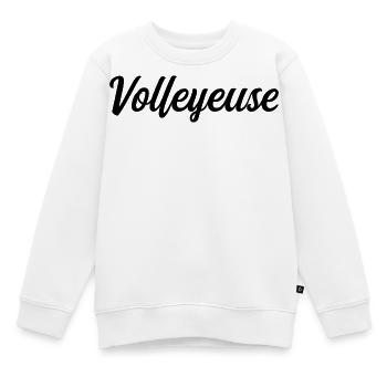 Volleyeuse Sportive Ballon Filet Smash Jeu - Sweat Premium enfant bio - blanc - Devant - AI Model Kid Male (0cm)