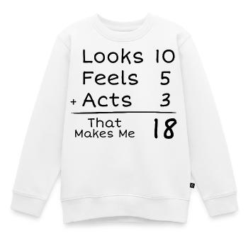 18-jähriges Jubiläum Humorvoll | 18. Jubiläum - Kinder Premium Organic Sweatshirt - Weiß - Vorne - AI Model Kid Male (0cm)