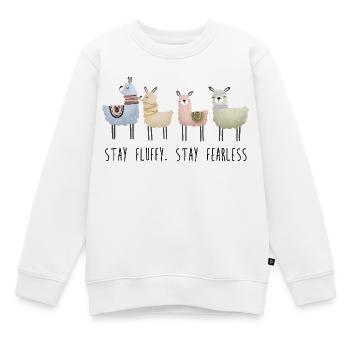 Reste duveteux, reste intrépide Alpaga - Sweat Premium enfant bio - blanc - Devant - AI Model Kid Male (0cm)