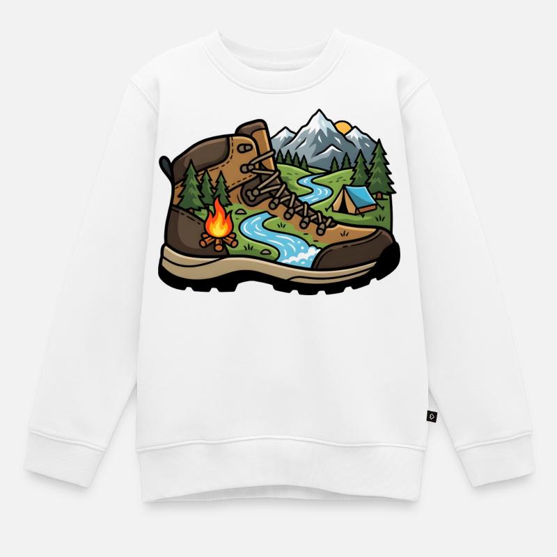 Camp Adventure Boot - Kinder Premium Organic Sweatshirt - Weiß