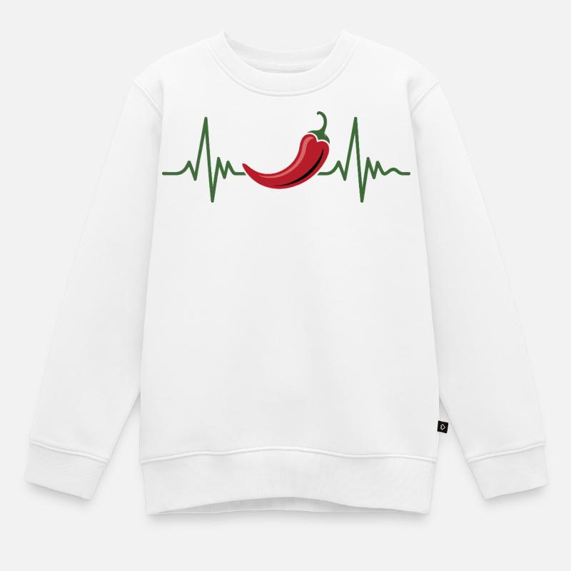 Herzschlag Chili Design - Kinder Premium Organic Sweatshirt - Weiß
