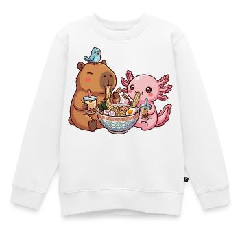Kawaii Capybara Axolotl Ramen Bubble Tea - Kinder Premium Organic Sweatshirt - Weiß - Vorne - AI Model Kid Male (0cm)