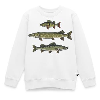 Perch, pike, zander, fishing, fishing - Kids Premium Organic Sweatshirt - white - Front - AI Model Kid Male (0cm)