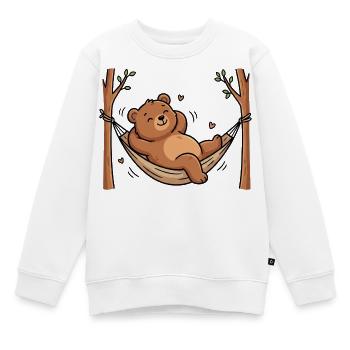 Ours dans le hamac - Sweat Premium enfant bio - blanc - Devant - AI Model Kid Male (0cm)