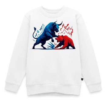 Bull contre Bear Boursiers Actions de Wall Street Fight - Sweat Premium enfant bio - blanc - Devant - AI Model Kid Male (0cm)