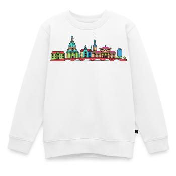 Dresdener Stadtskyline Frauenkirche Linienkunst - Kinder Premium Organic Sweatshirt - Weiß - Vorne - AI Model Kid Male (0cm)