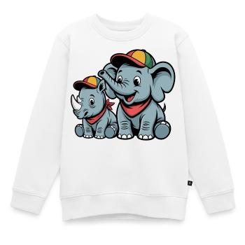 Éléphant mignon et rhinocéros – Amis animaux mignons - Sweat Premium enfant bio - blanc - Devant - AI Model Kid Male (0cm)