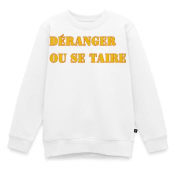 DISTURB OR BE SILENT - Kids Premium Organic Sweatshirt - white - Front - AI Model Kid Male (0cm)
