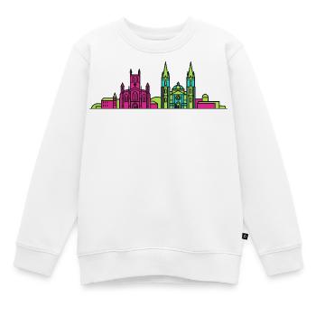 Paisley City Skyline Abbey Moderne Linienkunst - Kinder Premium Organic Sweatshirt - Weiß - Vorne - AI Model Kid Male (0cm)