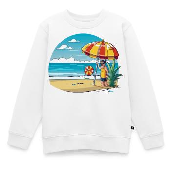 Strandurlaub Cartoon mit Sonnenschirm - Kinder Premium Organic Sweatshirt - Weiß - Vorne - AI Model Kid Male (0cm)