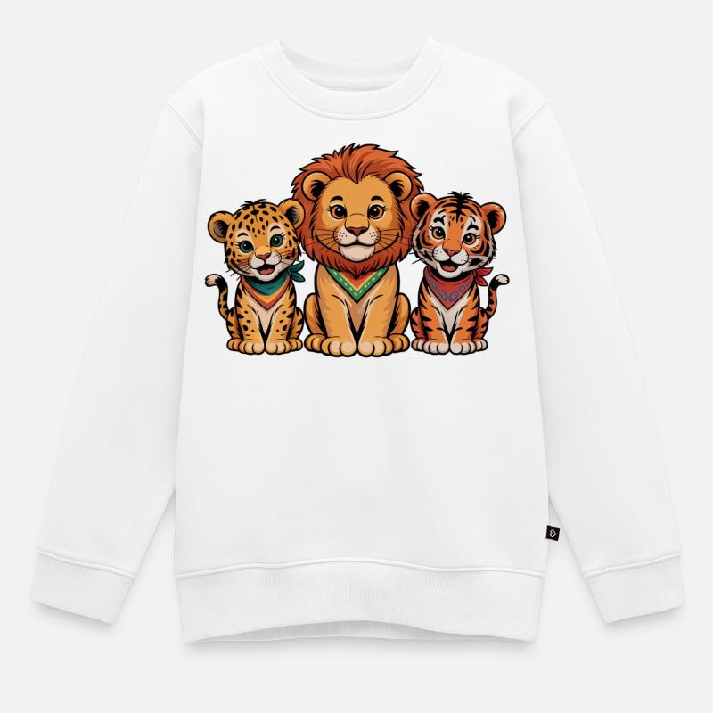 Süße Löwe Tiger Leopard Freunde - Kinder Premium Organic Sweatshirt - Weiß
