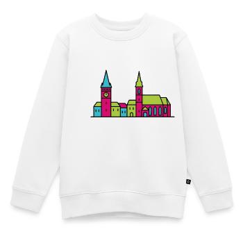 Skyline de Wels City Lederer Tower Art moderne en ligne - Sweat Premium enfant bio - blanc - Devant - AI Model Kid Male (0cm)