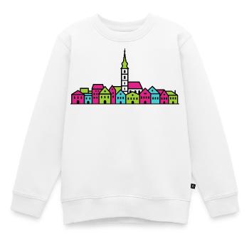 Villach City Skyline St. Jacob Church Linienzeichnung - Kinder Premium Organic Sweatshirt - Weiß - Vorne - AI Model Kid Male (0cm)