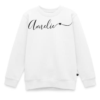 Amélie Prénom Prénom décoratif - Sweat Premium enfant bio - blanc - Devant - AI Model Kid Male (0cm)