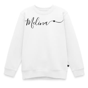 Prénom Melina Prénom décoratif - Sweat Premium enfant bio - blanc - Devant - AI Model Kid Male (0cm)