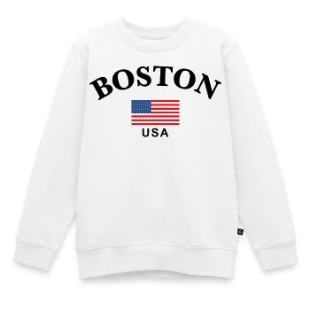 Boston, USA - Kinder Premium Organic Sweatshirt - Weiß - Vorne - AI Model Kid Male (0cm)