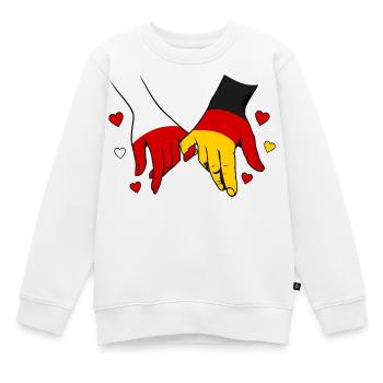 Polen_Deutschland_Flagge_Händehalten - Sweat Premium enfant bio - blanc - Devant - AI Model Kid Male (0cm)
