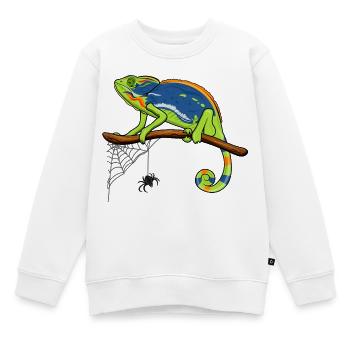 Chamäleon auf Ast mit Spinnennetz - Kinder Premium Organic Sweatshirt - Weiß - Vorne - AI Model Kid Male (0cm)