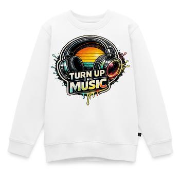 TURN UP THE MUSIC Headphones Retro Music Motif - Kids Premium Organic Sweatshirt - white - Front - AI Model Kid Male (0cm)