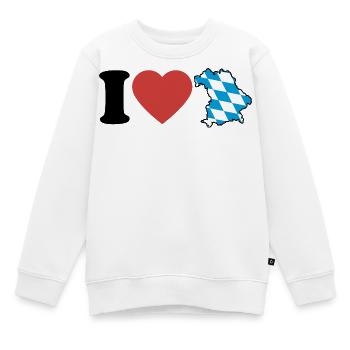 I Love Bayern | Herz mit blau weiß Landkarte - Kinder Premium Organic Sweatshirt - Weiß - Vorne - AI Model Kid Male (0cm)