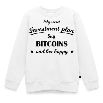 Bitcoin Investment Plan - Kinder Premium Organic Sweatshirt - Weiß - Vorne - AI Model Kid Male (0cm)