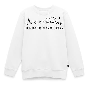 Futuro Hermano Mayor 2027 Ritmo Cardiaco Embarazo - Kinder Premium Organic Sweatshirt - Weiß - Vorne - AI Model Kid Male (0cm)