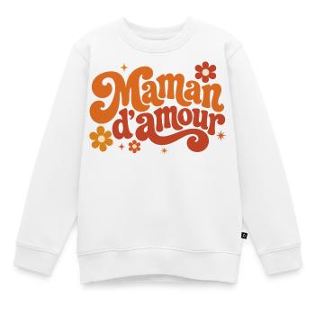 Maman d'amour groovy florale - Sweat Premium enfant bio - blanc - Devant - AI Model Kid Male (0cm)