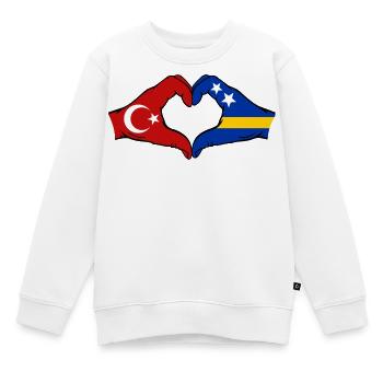 Türkei Curacao Flagge Hände Herzform - Kinder Premium Organic Sweatshirt - Weiß - Vorne - AI Model Kid Male (0cm)