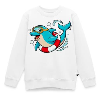Lustiger Delfin mit Taucherbrille - Kinder Premium Organic Sweatshirt - Weiß - Vorne - AI Model Kid Male (0cm)