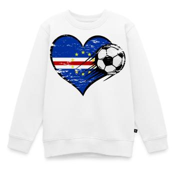 Kap Verde Flagge Fußball mit Herz - Kinder Premium Organic Sweatshirt - Weiß - Vorne - AI Model Kid Male (0cm)