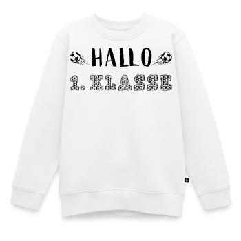 Hallo 1. Klasse! Einschulung Erstklässler Fußball - Kinder Premium Organic Sweatshirt - Weiß - Vorne - AI Model Kid Male (0cm)