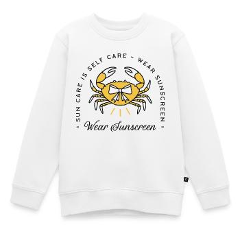 Tragen Sie Sonnenschutz gegen den Strand. - Kinder Premium Organic Sweatshirt - Weiß - Vorne - AI Model Kid Male (0cm)