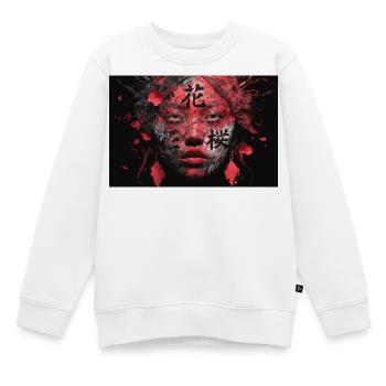 Asia Punk Art Samurai Graffiti Portrait Trend - Kinder Premium Organic Sweatshirt - Weiß - Vorne - AI Model Kid Male (0cm)