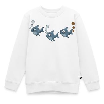 Trio de Requins Drôles - Sweat Premium enfant bio - blanc - Devant - AI Model Kid Male (0cm)