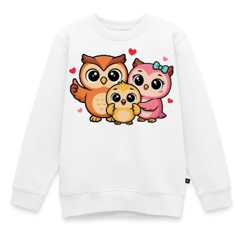 Hearty Owl Family Trio - Kids Premium Organic Sweatshirt - white - Front - AI Model Kid Male (0cm)